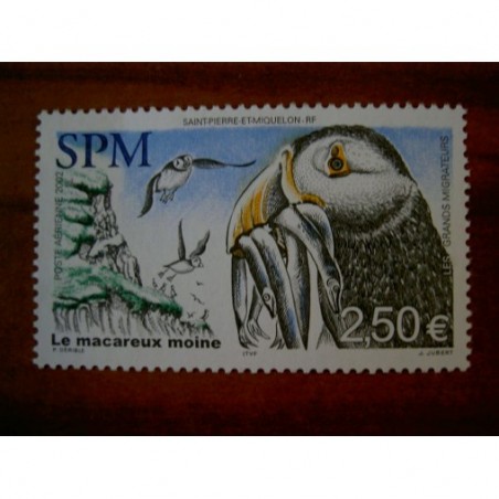 Saint Pierre et miquelon num PA 82 ** MNH en 2002 Oiseau Bird Macareux Moine