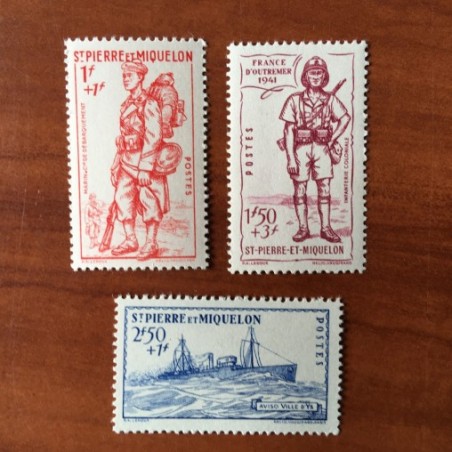 Saint Pierre et Miquelon 207-209 ** MNH Defense de l'empire année 1941