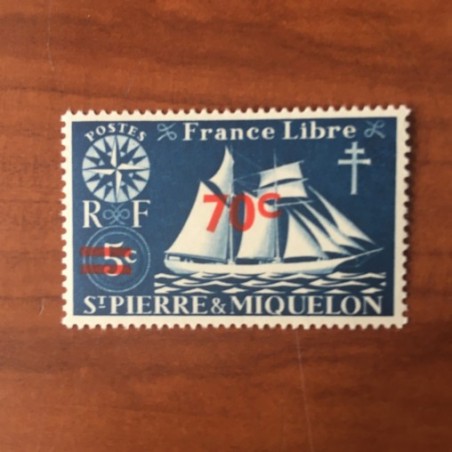 Saint Pierre et Miquelon 316 * MH serie Londres surchargés année 1945