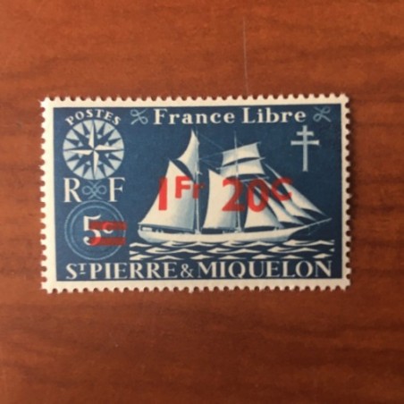 Saint Pierre et Miquelon 318 * MH serie Londres surchargés année 1945