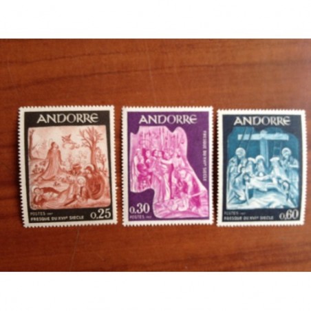 Andorre 184-186 ** MNH Fresque Année 1967