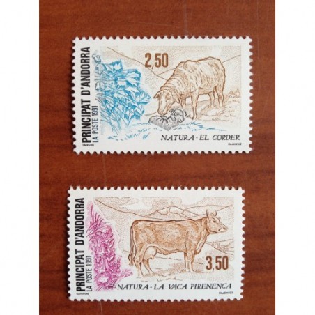 Andorre 405-406 ** MNH Mouton Vache Année 1991