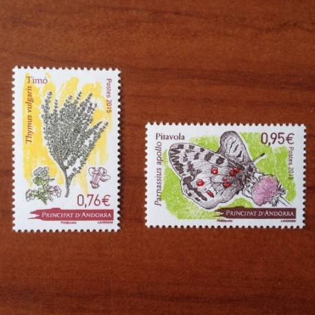 Andorre 773-774 ** MNH Papillon Apollon thym flore  Année 2015