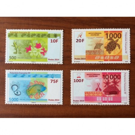 POLYNESIE NUM 1048-1051 ** MNH Nouveaux Billet numismatique ANNEE 2014