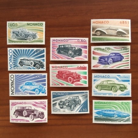 Monaco Num 1018-1028 ** MNH Evolution ligne automobile  année 1975