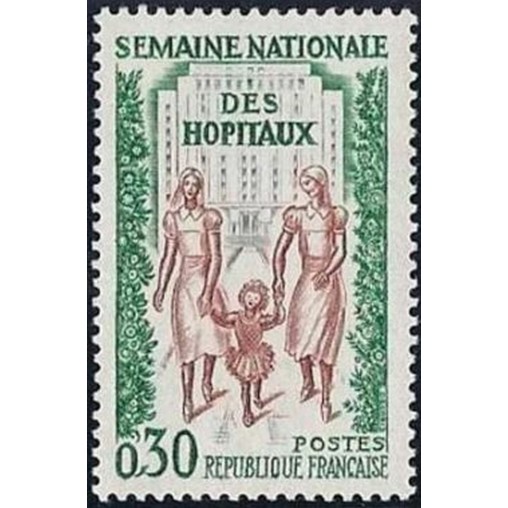 France Yvert Num 1339 ** Hopitaux  1962