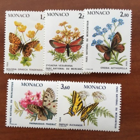 Monaco Num 1420-1424 ** MNH Papillons année 1984