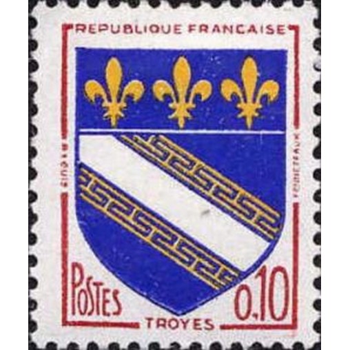 France Yvert Num 1353 ** Armoiries Troyes 1962