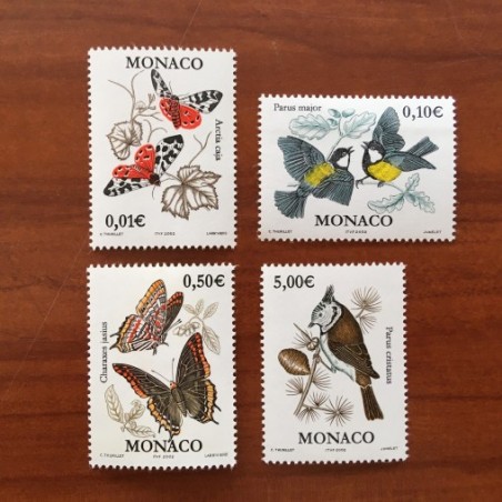 Monaco Num 2323-2326 ** MNH Papillons et oiseaux année 2002