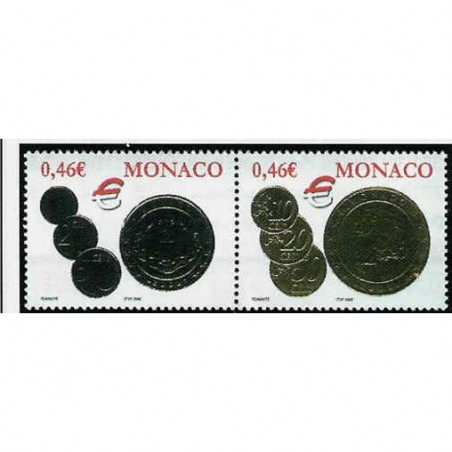 Monaco Num 2356-2357 ** MNH Piece Monaco en Euro année 2002
