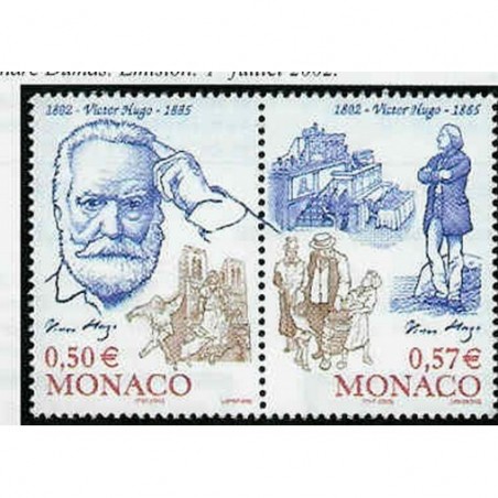 Monaco Num 2361-2362 ** MNH Victor Hugo notre Dame de Paris année 2002