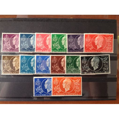 1944 Entraide française 14 valeurs MNH ** serie coloniale