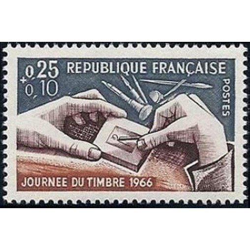 France Yvert Num 1477 ** Journee du timbre  1966