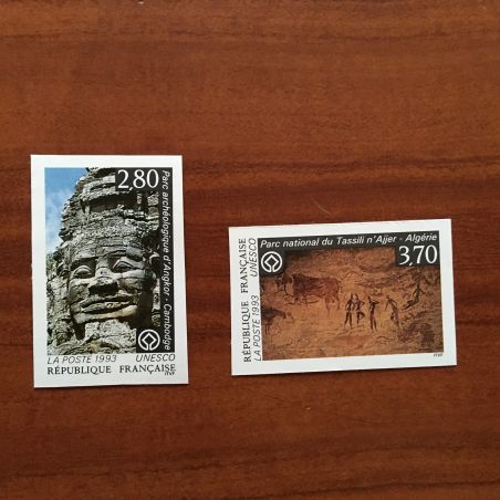 Service 110-111 non dentelé ** MNH Angkor et Peinture rupestre Tassili Annee 1993