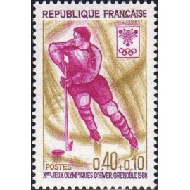 France Yvert Num 1544 ** JO Grenoble Hockey  1968