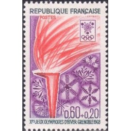 France Yvert Num 1545 ** JO Grenoble Flamme  1968