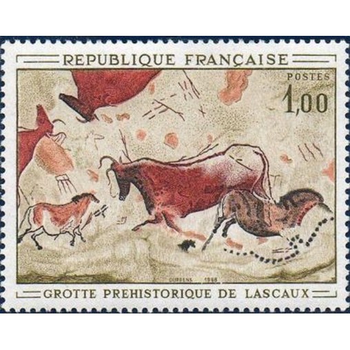France Yvert Num 1555 ** Tableau Lascaulx  1968