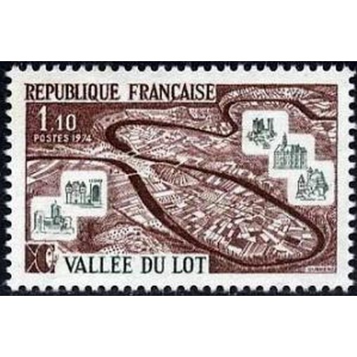 France Yvert Num 1807 ** Valle du Lot  1974