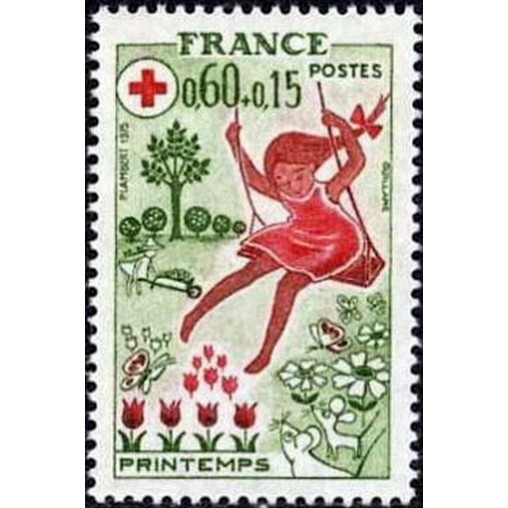 France Yvert Num 1860 ** Croix Rouge  1975