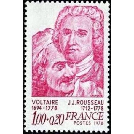 France Yvert Num 1990 ** Voltaire et rousseau  1978