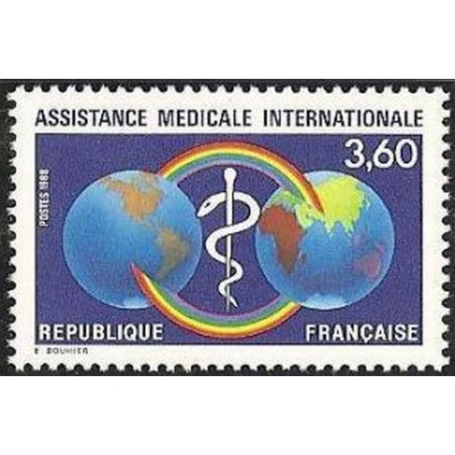 France Yvert Num 2535 ** Medecine caducee globe  1988