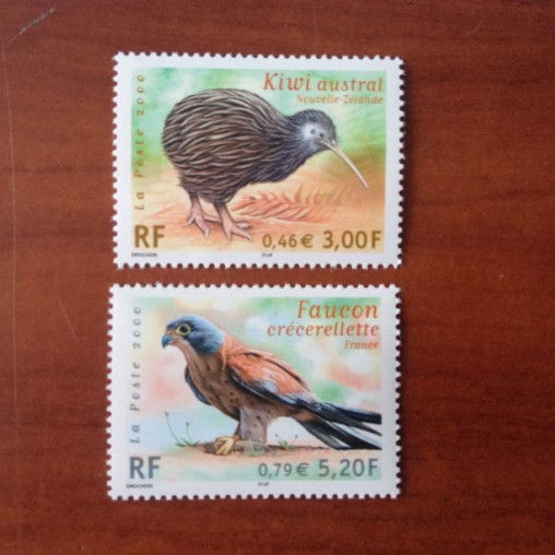 France Yvert Num 3360-3361 ** Kiwi birds oiseaux  2000
