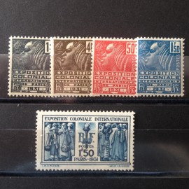 France num Yvert 270-274 ** MNH Exposition coloniale Paris Année 1931