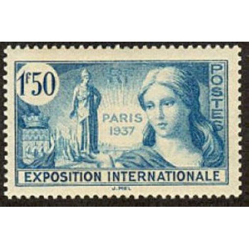 France num Yvert 336 ** MNH Femme Paris Année 1937