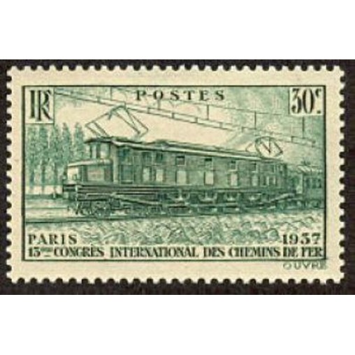 France num Yvert 339 ** MNH Locomotive  Année 1937