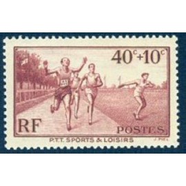 France num Yvert 346 ** MNH PTT Sports course Année 1937