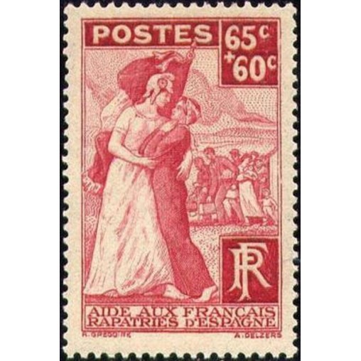 France num Yvert 401 ** MNH Espagne rapatrié Année 1938