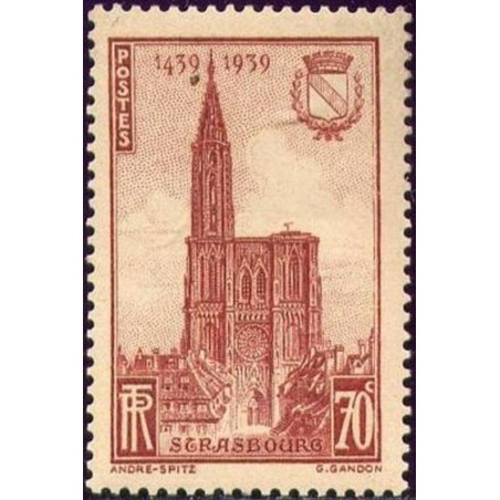 France num Yvert 443 ** MNH cathedrale Strasbourg Année 1939