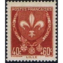 France num Yvert 527 ** MNH Armoirie Lille Année 1941