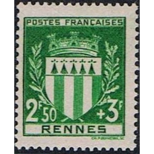 France num Yvert 534 ** MNH Armoirie Rennes Année 1941