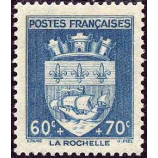 France num Yvert 554 ** MNH Armoiries  La Rochelle Année 1942
