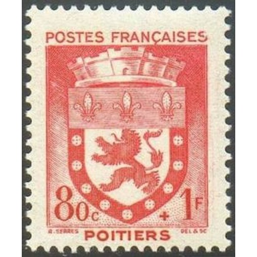 France num Yvert 555 ** MNH Armoiries  Poitiers Année 1942