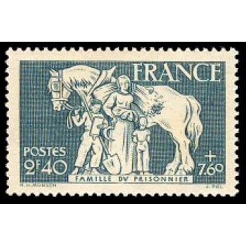 France num Yvert 586 ** MNH Enfant  Cheval Année 1943