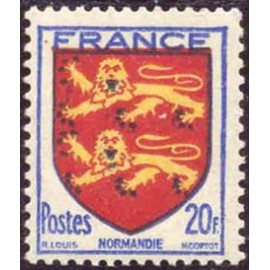 France num Yvert 605 ** MNH Armoiries Normandie Année 1944