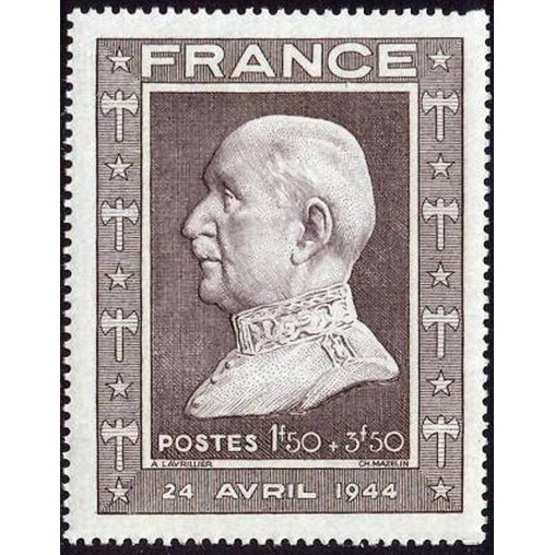 France num Yvert 606 ** MNH Buste par Lavrillier Année 1944
